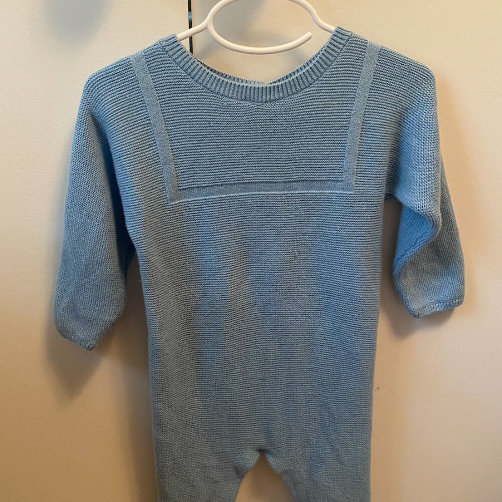 Jacadi Paris 12 Month Blue Cotton Sweater Romper